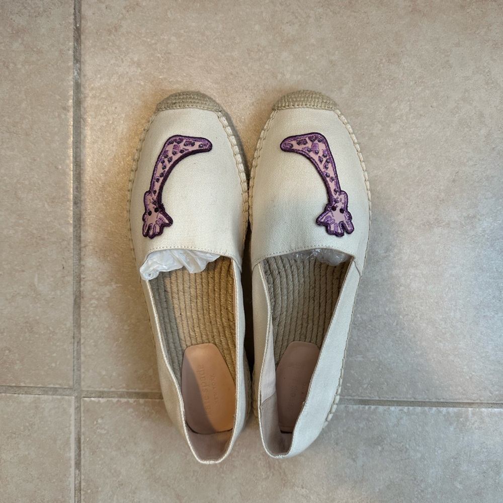Kate Spade Cream and Purple Espadrilles with Giraffe
